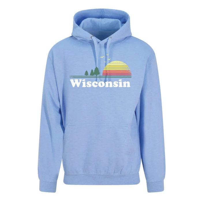 Retro Wisconsin State Park Wi Home Design Funny Gift Unisex Surf Hoodie