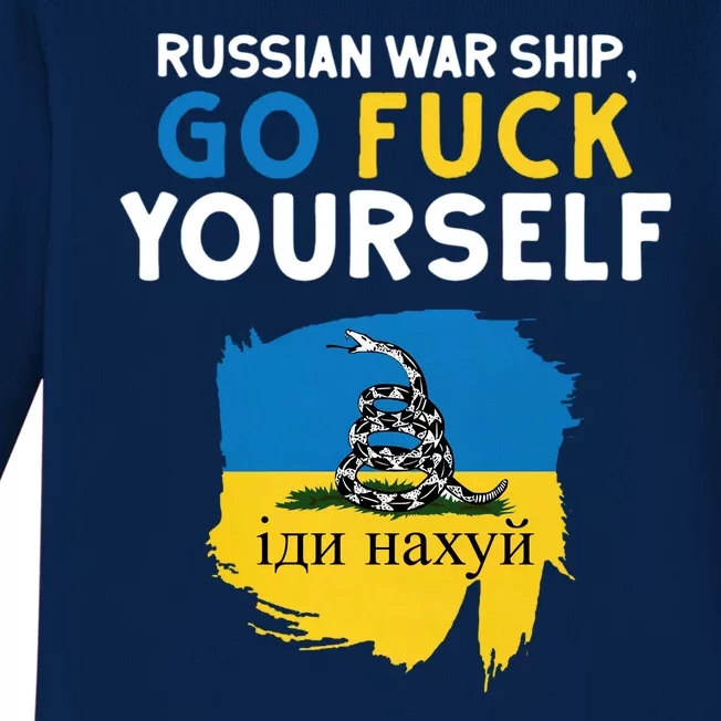 Russian War Ship Go Fuck Yourself Ukraine Baby Long Sleeve Bodysuit