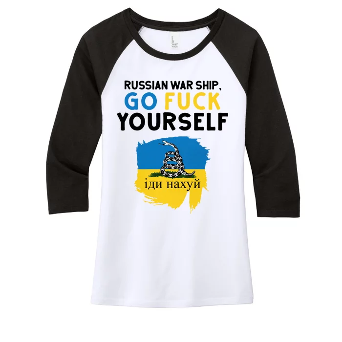 Russian War Ship Go Fuck Yourself Ukraine Women's Tri-Blend 3/4-Sleeve Raglan Shirt