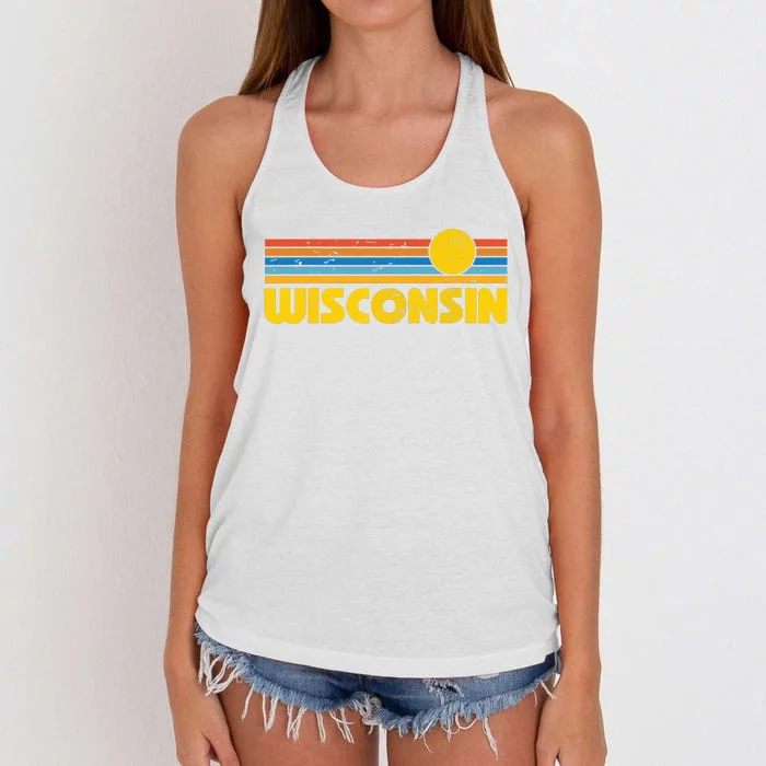 Retro Wisconsin Sunset Vintage Throwback Women Women's Knotted Racerback Tank