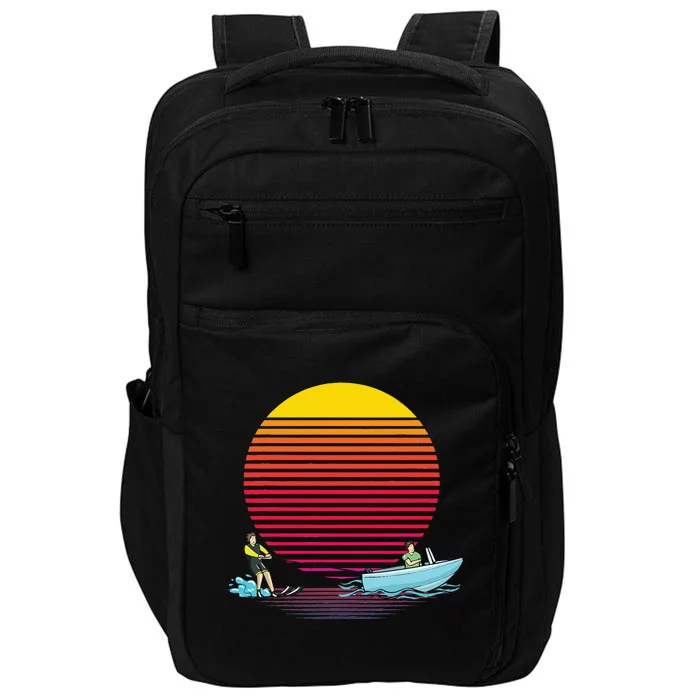 Retro Water Ski Lover Gift Waterski Love Gifts Skiing Impact Tech Backpack