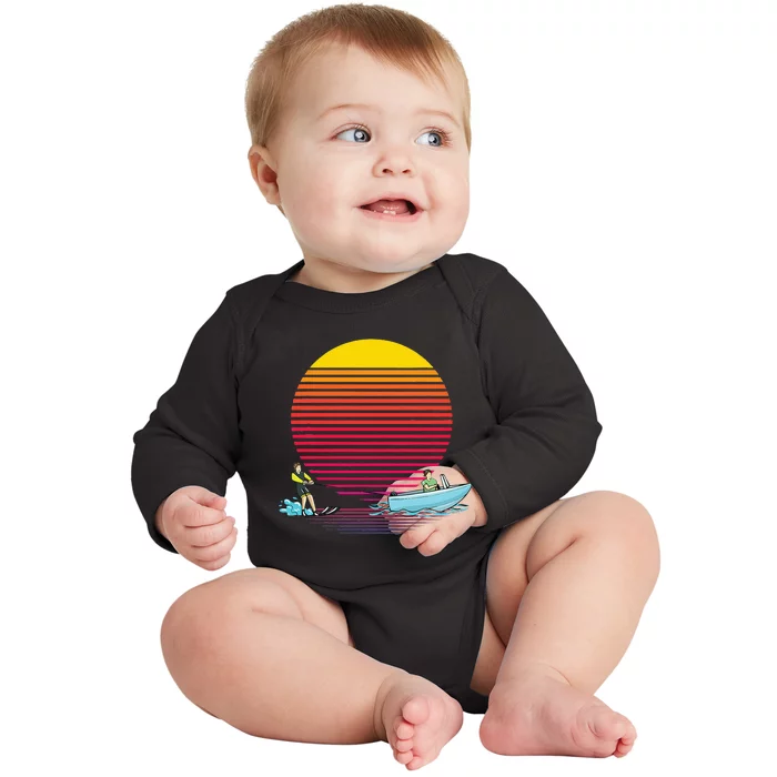 Retro Water Ski Lover Gift Waterski Love Gifts Skiing Baby Long Sleeve Bodysuit