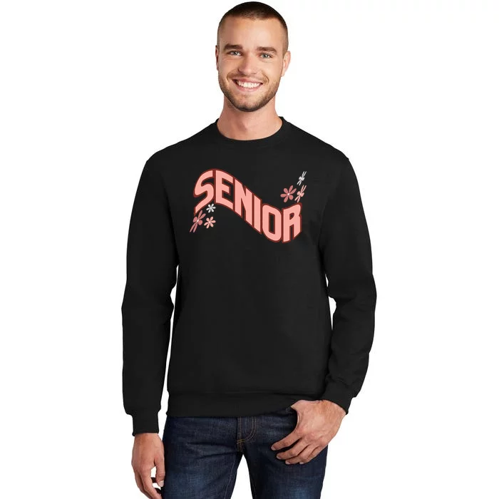 Retro Wavy Senior Class of 2024High School College Graduate Tall Sweatshirt