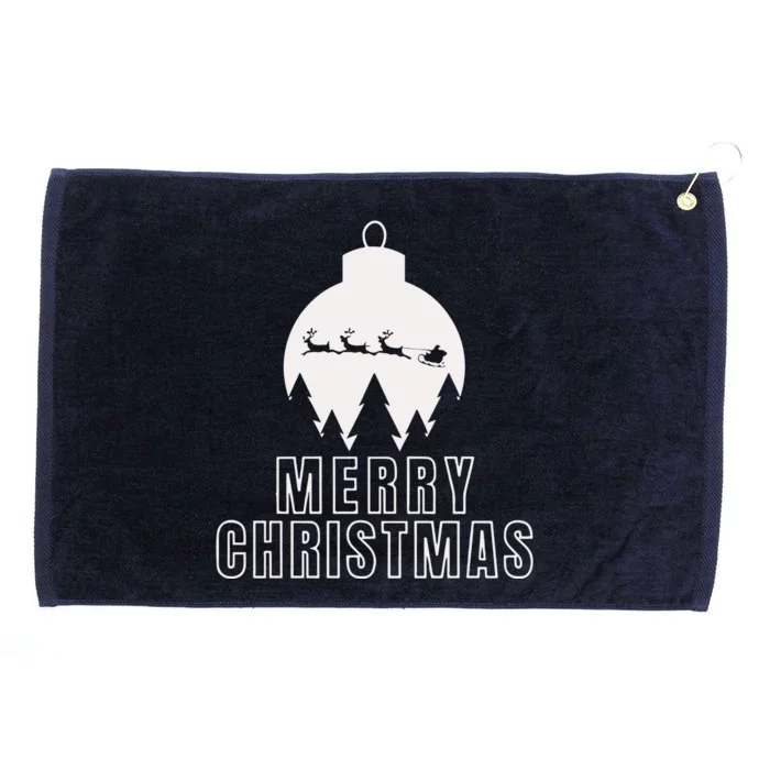 Red & White Simple Merry Christmas Grommeted Golf Towel