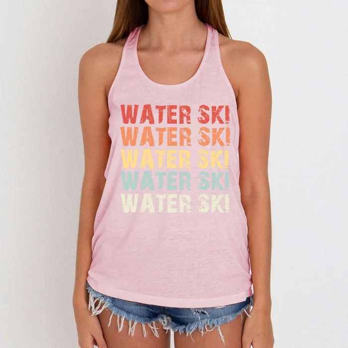 Retro Water Ski Lover Gift Waterski Love Funny Gift Skiing Gift Women's Knotted Racerback Tank