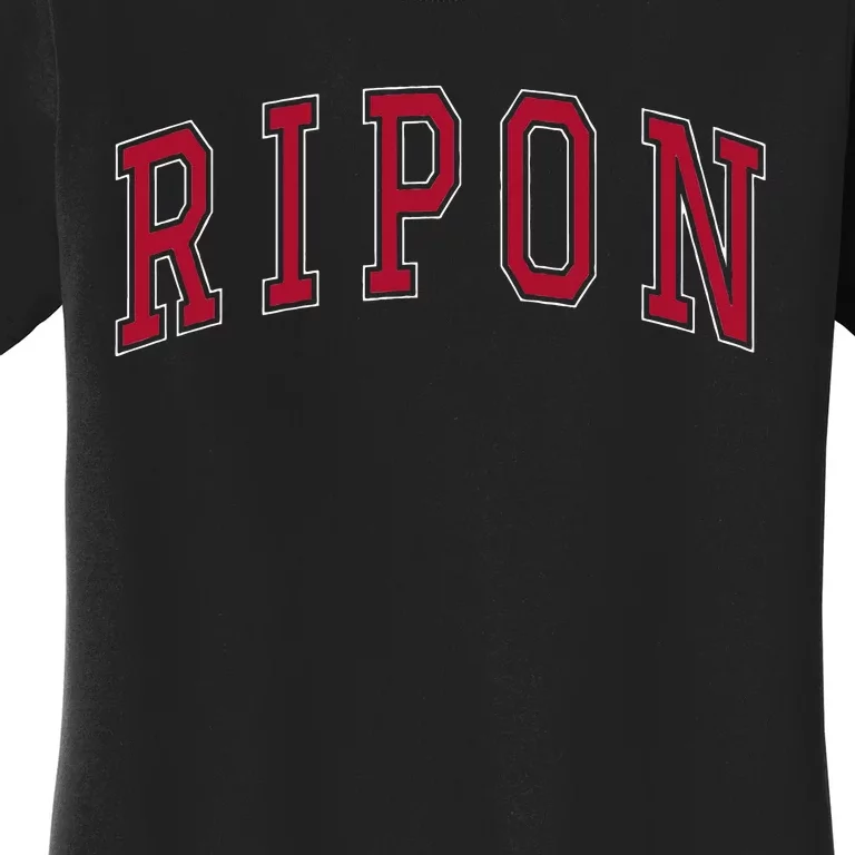 Ripon Wisconsin Souvenir College Style Red Text Women's T-Shirt