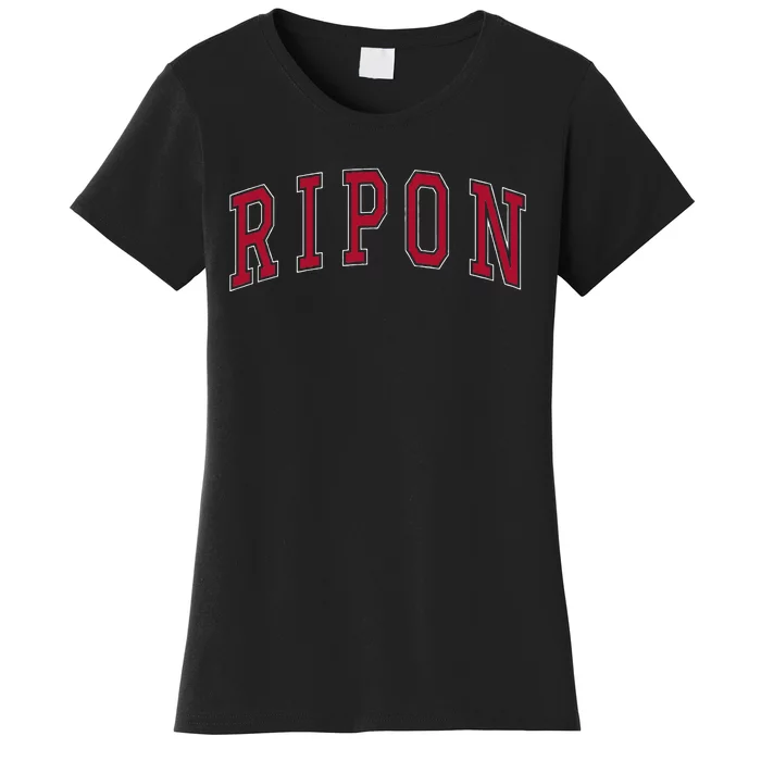 Ripon Wisconsin Souvenir College Style Red Text Women's T-Shirt