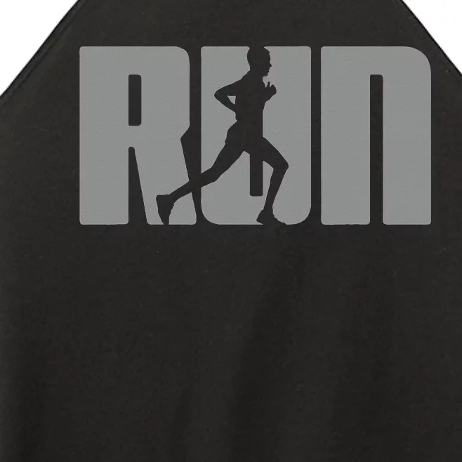 Running Woman Silhouette Runner Athlete Marathon Sprinter Women’s Perfect Tri Rocker Tank