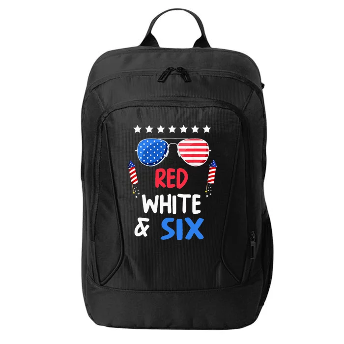 Red White & Six 6th Birthday 4th Of July Independence Day City Backpack