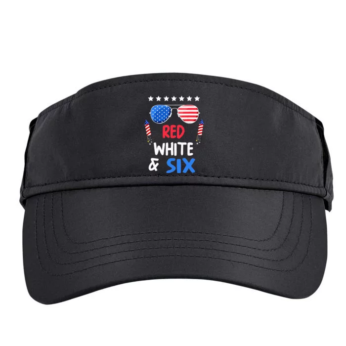 Red White & Six 6th Birthday 4th Of July Independence Day Adult Drive Performance Visor