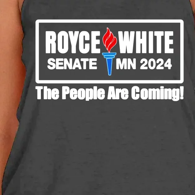 Royce White Senate Mn 2024 The People Are Coming Women's Knotted Racerback Tank