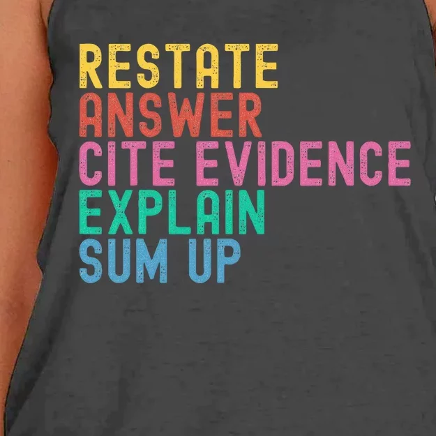 Races Writing Strategy Funny Text Evidence English Teacher Women's Knotted Racerback Tank