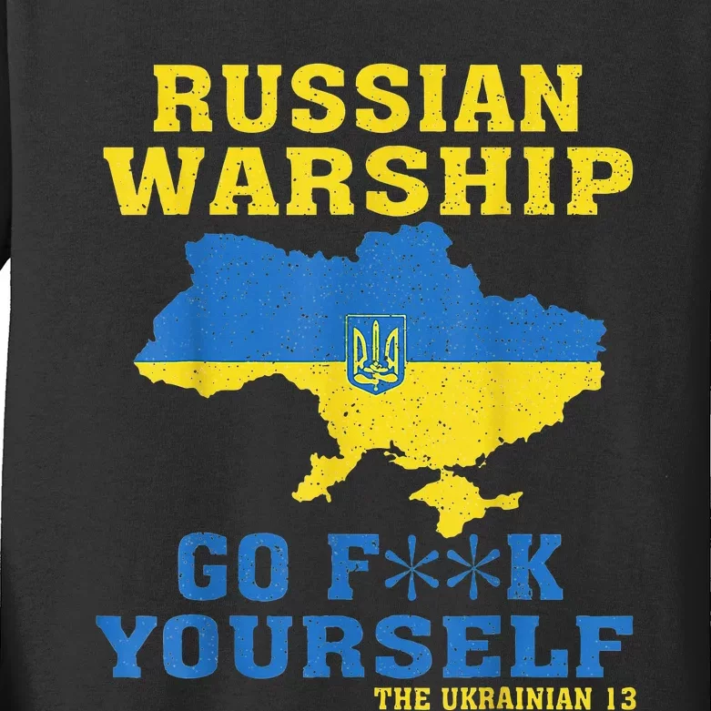 Russian War Ship Go F Yourself Kids Long Sleeve Shirt