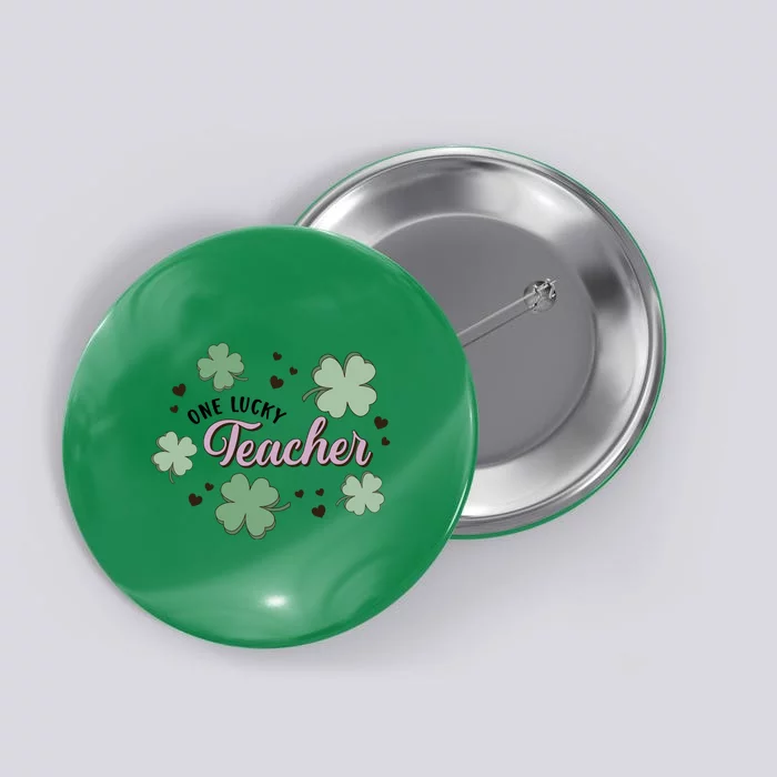 Retro Womens Shamrock One Lucky Teacher St. Patrick's Day School Button