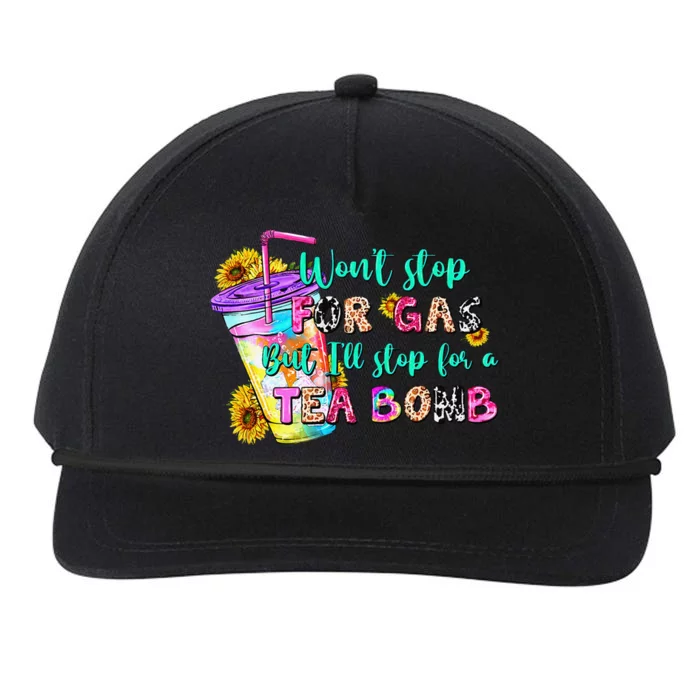 Retro WonT Stop For Gas But ILl Stop For A Tea Bomb Snapback Five-Panel Rope Hat