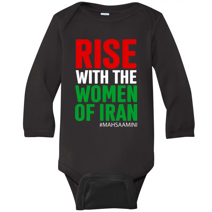 RISE WITH THE WOMEN OF IRAN Women Life Freedom Stand With Women Baby Long Sleeve Bodysuit