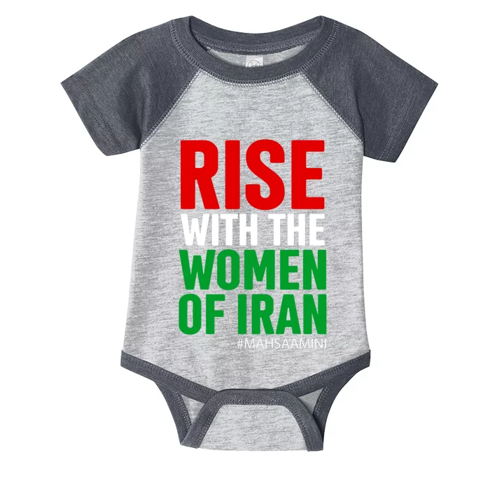 RISE WITH THE WOMEN OF IRAN Women Life Freedom Stand With Women Infant Baby Jersey Bodysuit