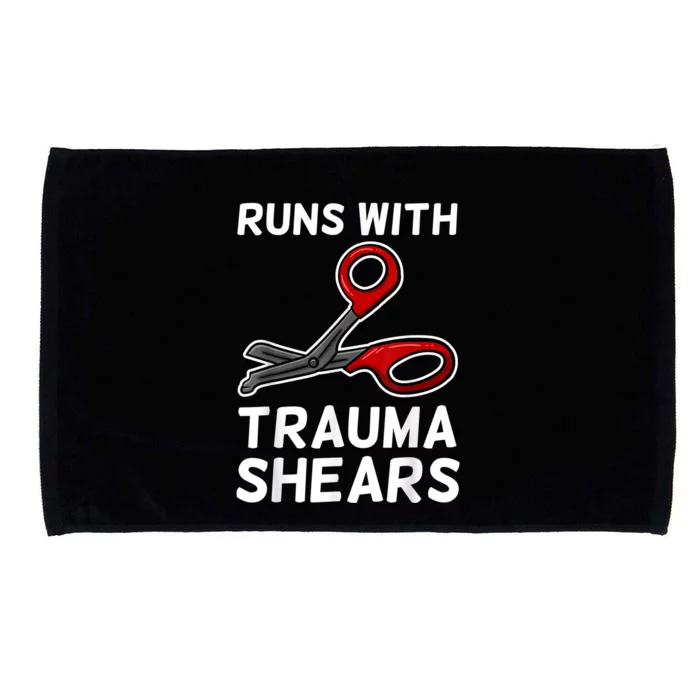 Runs With Trauma Shears EMT Emergency Medical Technician EMS Microfiber Hand Towel