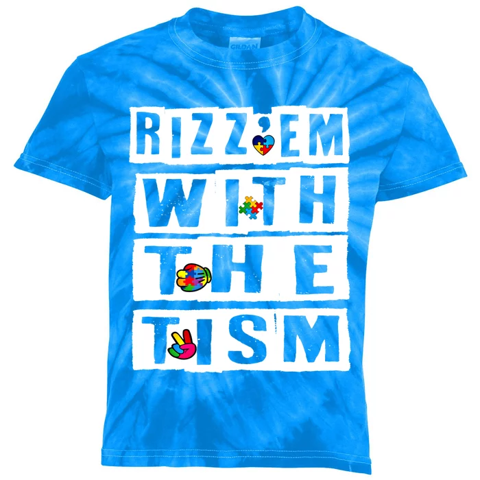 RizzEm With The Tism Gift Kids Tie-Dye T-Shirt