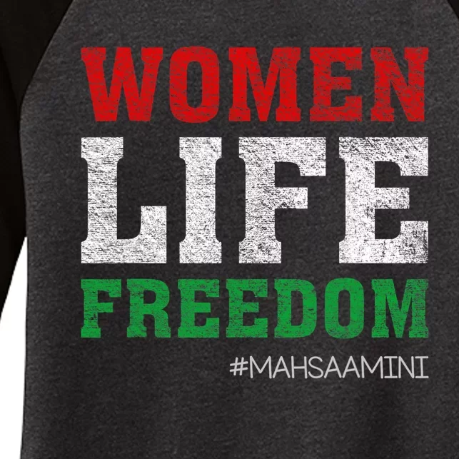 RISE WITH THE WOMEN OF IRAN Women Life Freedom #Mahsaamini Life Freedom Design Women's Tri-Blend 3/4-Sleeve Raglan Shirt