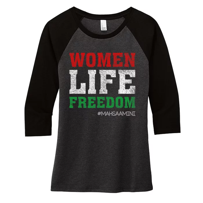 RISE WITH THE WOMEN OF IRAN Women Life Freedom #Mahsaamini Life Freedom Design Women's Tri-Blend 3/4-Sleeve Raglan Shirt