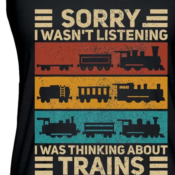 Retro Wagon Train Lover Model Railroad Conductor Funny Train Ladies Essential Flowy Tank