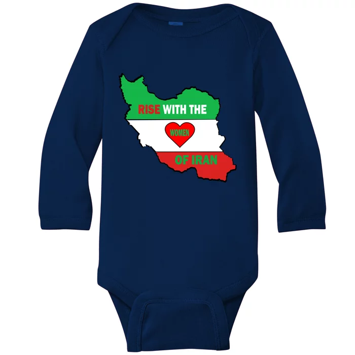 Rise With The Of Iran Freedom Flag Great Gift Baby Long Sleeve Bodysuit