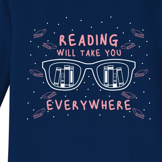 Reading Will Take You Everywhere Reader Library Literary Gift Baby Long Sleeve Bodysuit