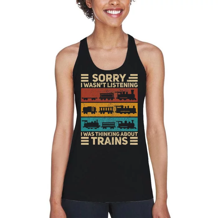 Retro Wagon Train Lover Model Railroad Conductor Women's Racerback Tank