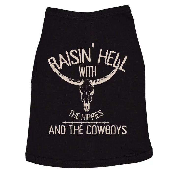 RaisingHell With The Hippies And Cowboys Western Cowhide Doggie Tank