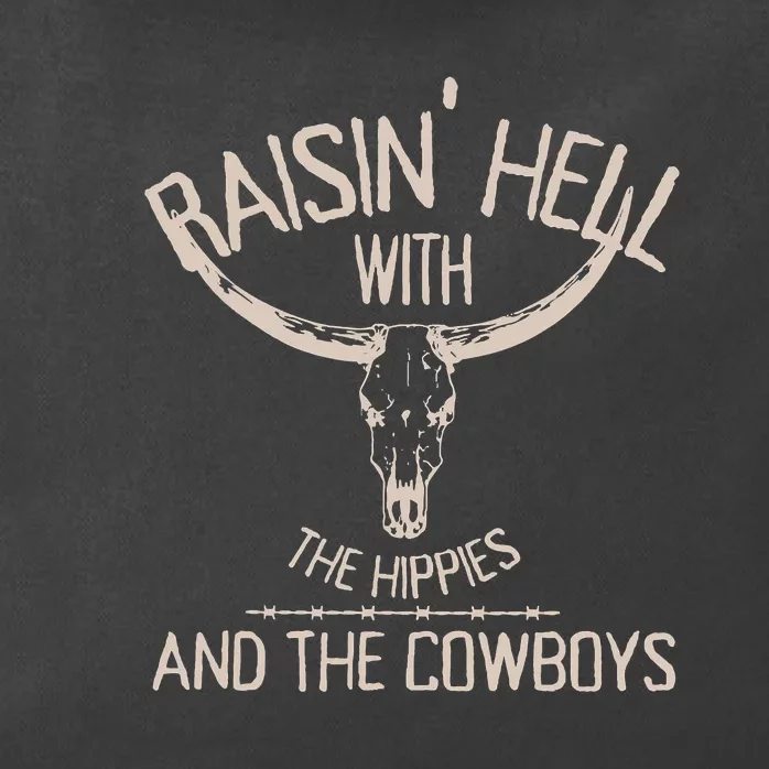 RaisingHell With The Hippies And Cowboys Western Cowhide Zip Tote Bag