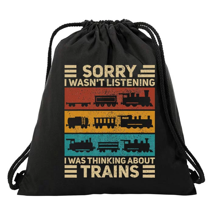 Retro Wagon Train Lover Model Railroad Conductor Drawstring Bag