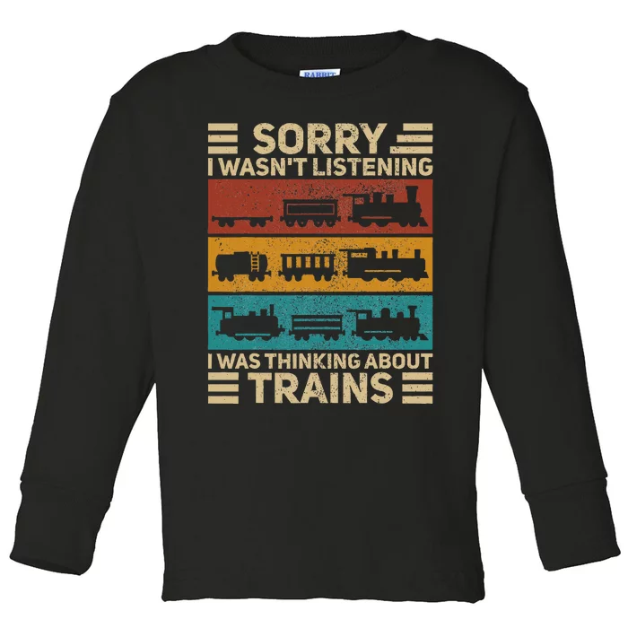 Retro Wagon Train Lover Model Railroad Conductor Toddler Long Sleeve Shirt