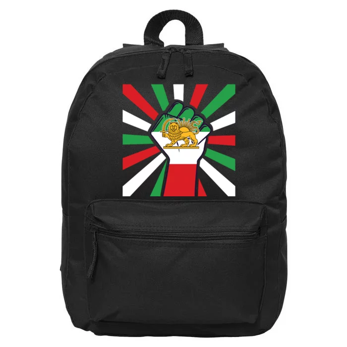 Rise With The Women Of Iran Women Life Freedom Mahsaamini Iranian Flag Fist 16 in Basic Backpack