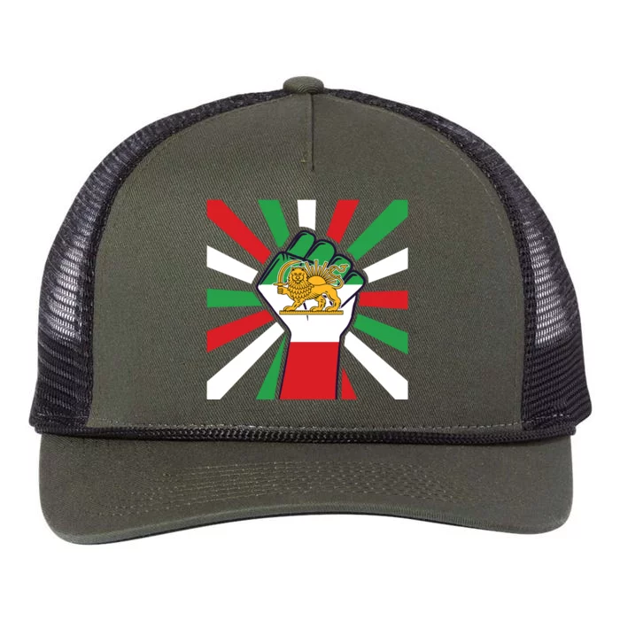 Rise With The Women Of Iran Women Life Freedom Mahsaamini Iranian Flag Fist Retro Rope Trucker Hat Cap