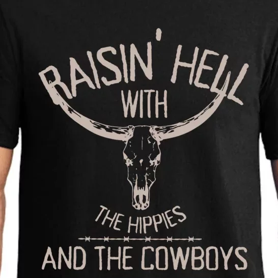 Raisinggifthell With The Hippies And Cow Western Cowhide Cool Gift Pajama Set