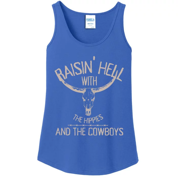 Raisinggifthell With The Hippies And Cow Western Cowhide Cool Gift Ladies Essential Tank