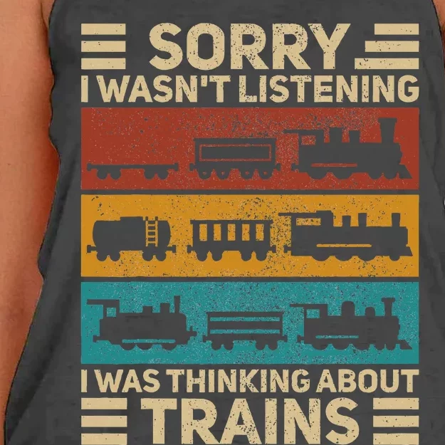 Retro Wagon Train Lover Model Railroad Conductor Women's Knotted Racerback Tank