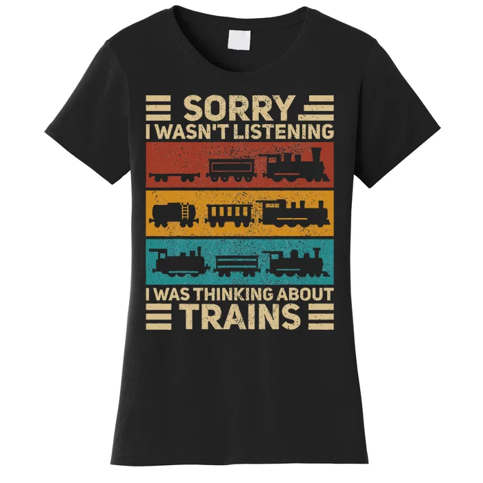 Retro Wagon Train Lover Model Railroad Conductor Women's T-Shirt