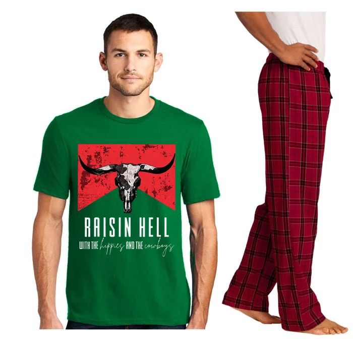 Raisinghell With The Hippies And Cowboys Western Cowhide Pajama Set