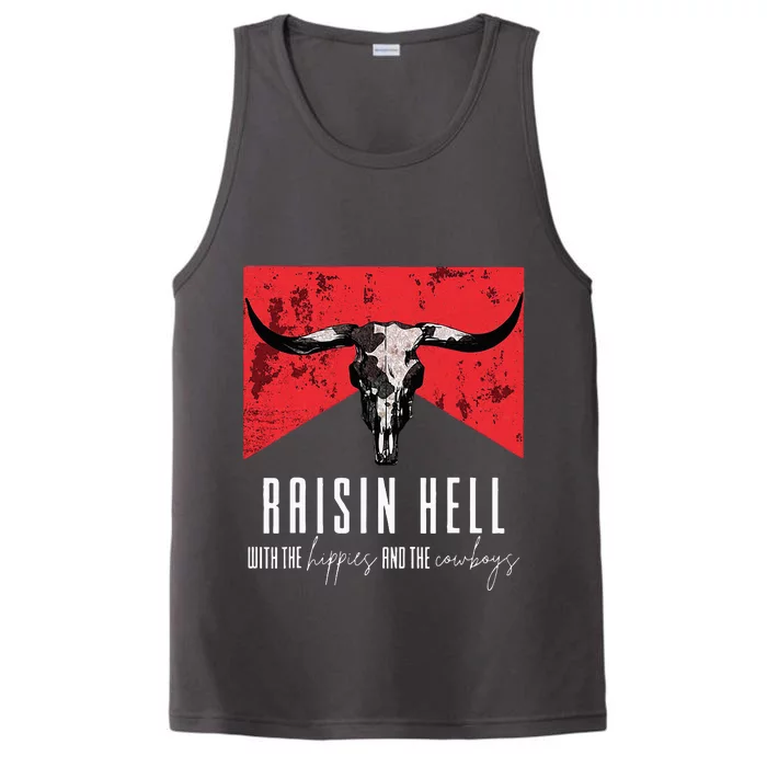 Raisinghell With The Hippies And Cowboys Western Cowhide Performance Tank