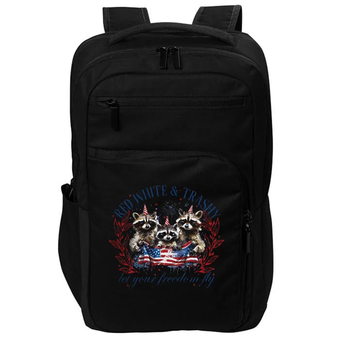 Red White & Trashy Retro 4th Of July  Raccoon Impact Tech Backpack