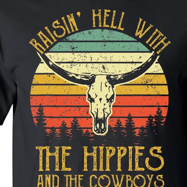 Raisinghell With The Hippies And Cowboys Western Cowhide Tall T-Shirt