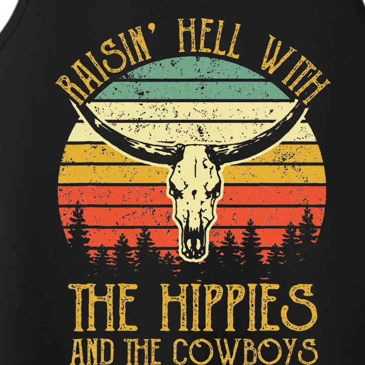 Raisinghell With The Hippies And Cowboys Western Cowhide Performance Tank