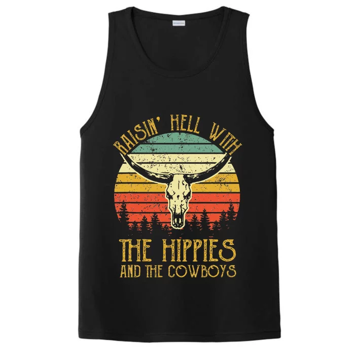 Raisinghell With The Hippies And Cowboys Western Cowhide Performance Tank