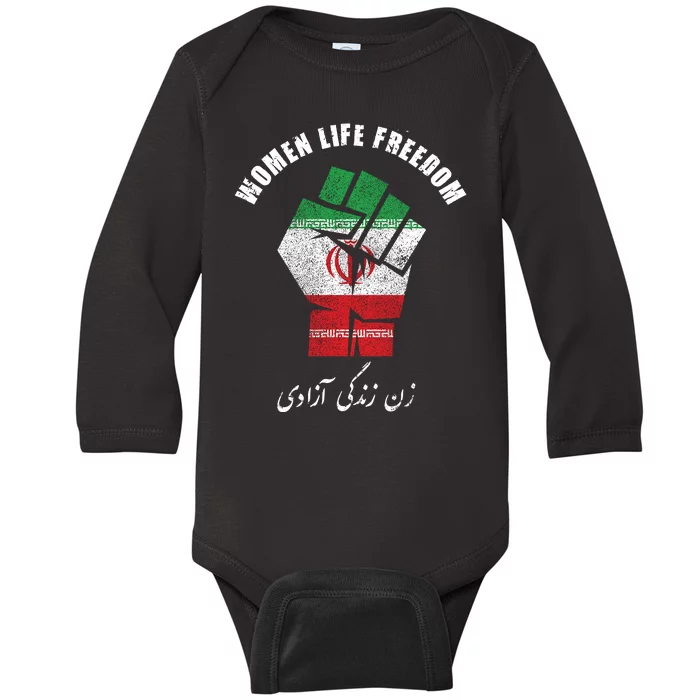 Rise With The Women Of Iran Women Life Freedom Mahsa Amini Baby Long Sleeve Bodysuit