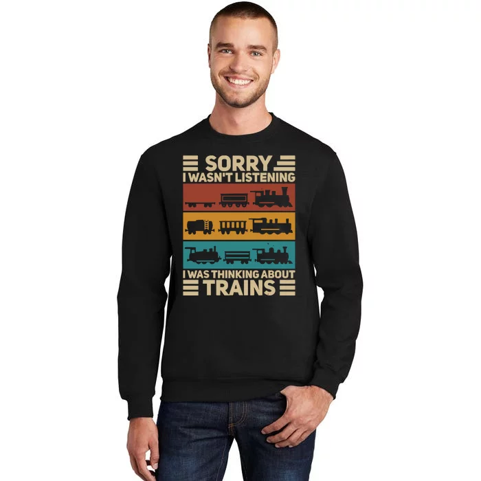 Retro Wagon Train Lover Model Railroad Conductor Funny Train Tall Sweatshirt