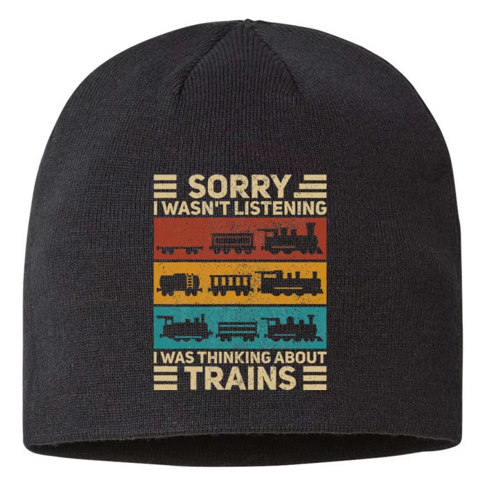 Retro Wagon Train Lover Model Railroad Conductor Funny Train 8 1/2in Sustainable Knit Beanie