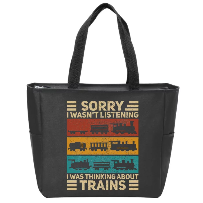 Retro Wagon Train Lover Model Railroad Conductor Funny Train Zip Tote Bag