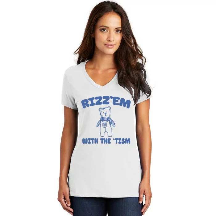 Rizzem With The Tism Women's V-Neck T-Shirt